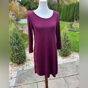 Long burgundy embroidered tunic style top